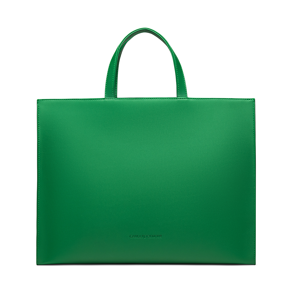 Full body of the 2-in-1 emerald green Tote Bag on a white background.