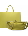 2-in-1 Tote Bag in Avocado color with matching detachable Mini Sling Bag on a white background.