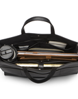 2-in-1 Tote Bag in Black with open compartments on a white background.