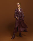 Carla modeling the Everywhere Everyday Shirt Dress in Merlot.
