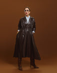 Carla modeling the Everywhere Everyday Shirt Dress in Chocolate.