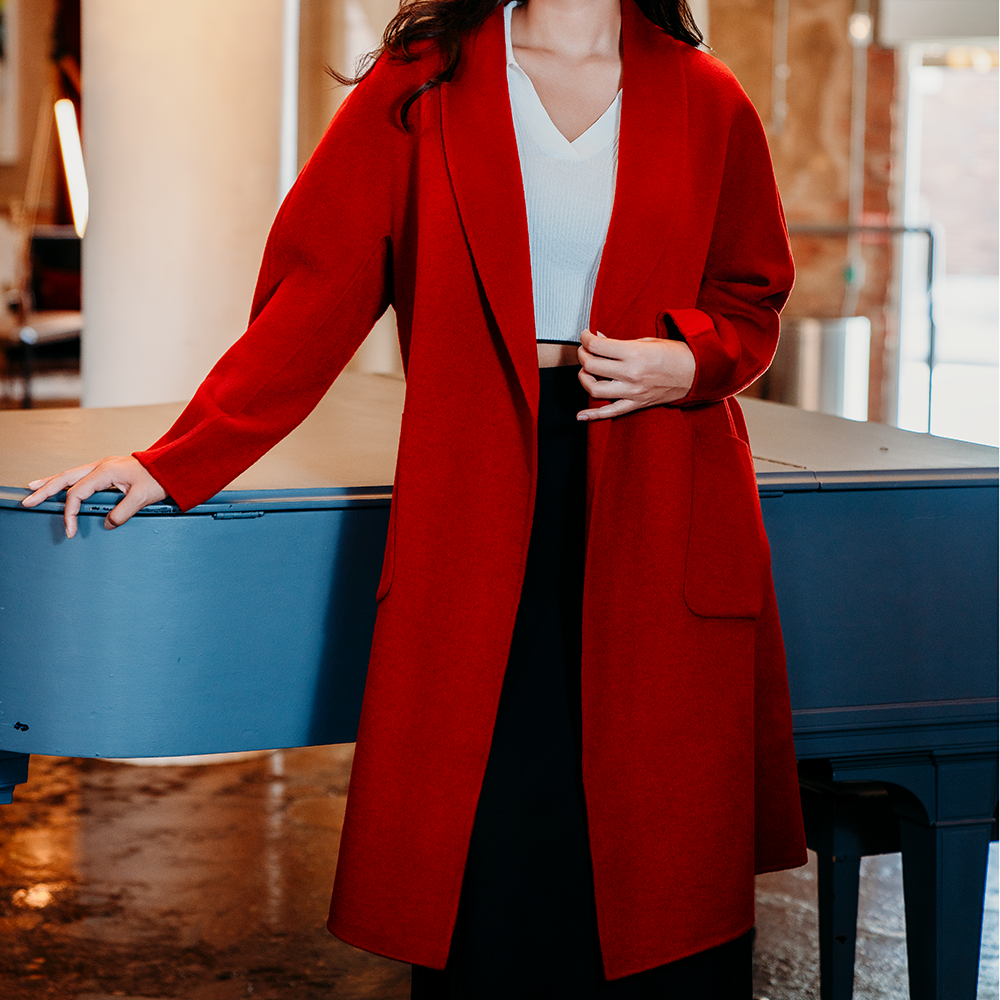 Red Wool online Trench Coat