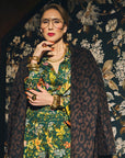 Indispensable Car Coat Wool Blend in Leopard Jacquard on a lifestyle background.