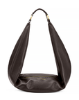 Sling Bag in Chocolate Black handbag on a white background.