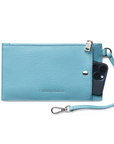 Close up of the Sling Bag 2.0 Detachable Wristlet in Sky Blue on a white background.