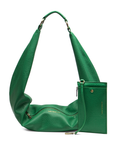 Emerald Green vegan leather Sling Bag with matching wristlet on a white background.