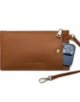 Sling Bag 3.0 in Saddle Wristlet in a white background.