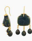 Victorian Goddess Earrings Gold Scrolled Denim