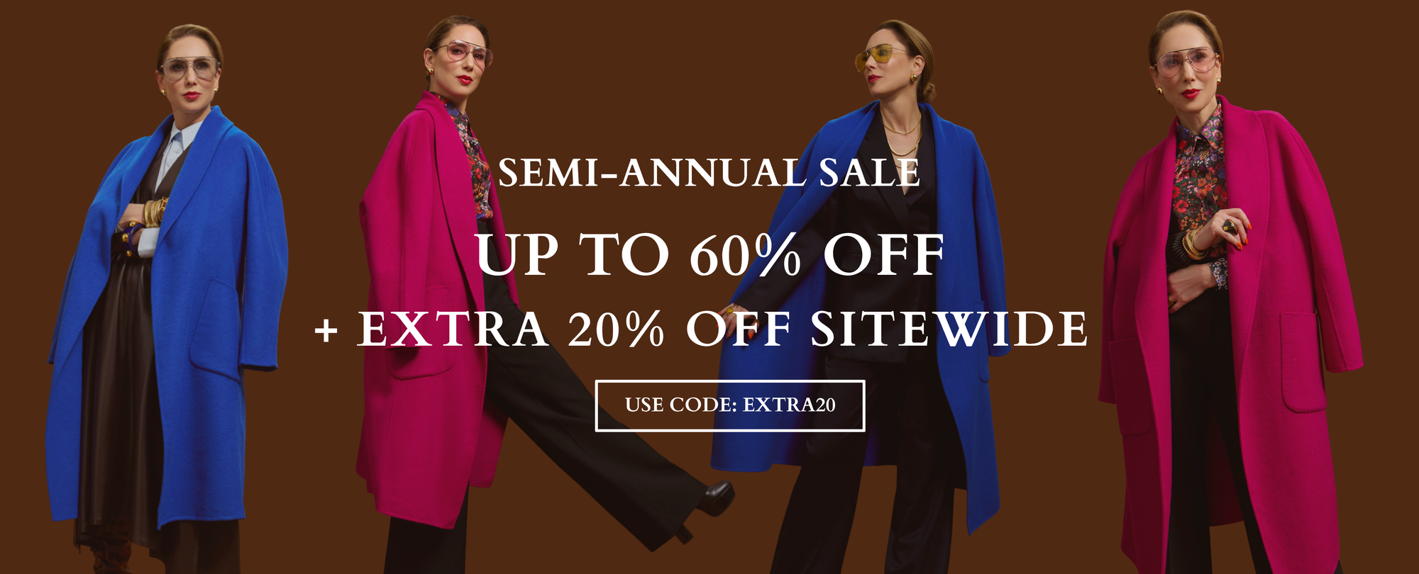 Shop the semi-annual sale + save EXTRA 20% OFF. Use code: EXTRA20