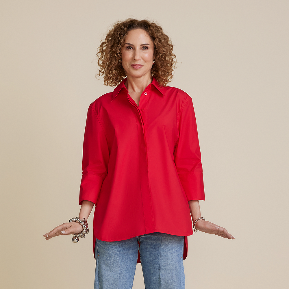 Tuxedo Tail Shirt Rasberry Carla Rockmore