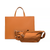 2-in-1 Tote Bag in Caramel with the detachable Mini Sling Bag on a white background.