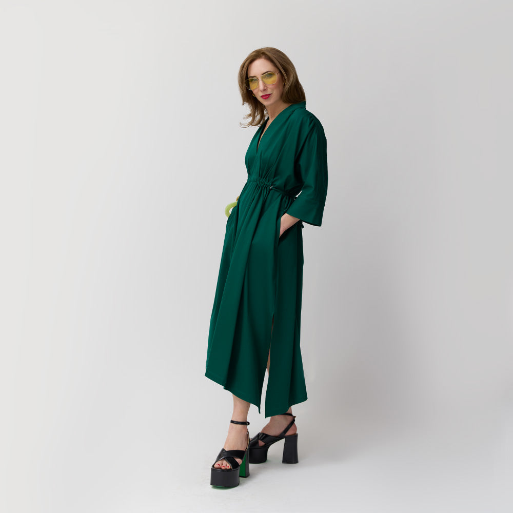 Everywhere Everyday Shirt Dress - Bottle Green