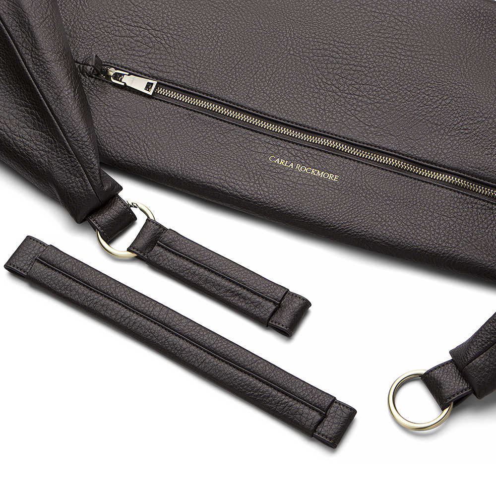 Detachable straps for the Sling Bag in Chocolate. 