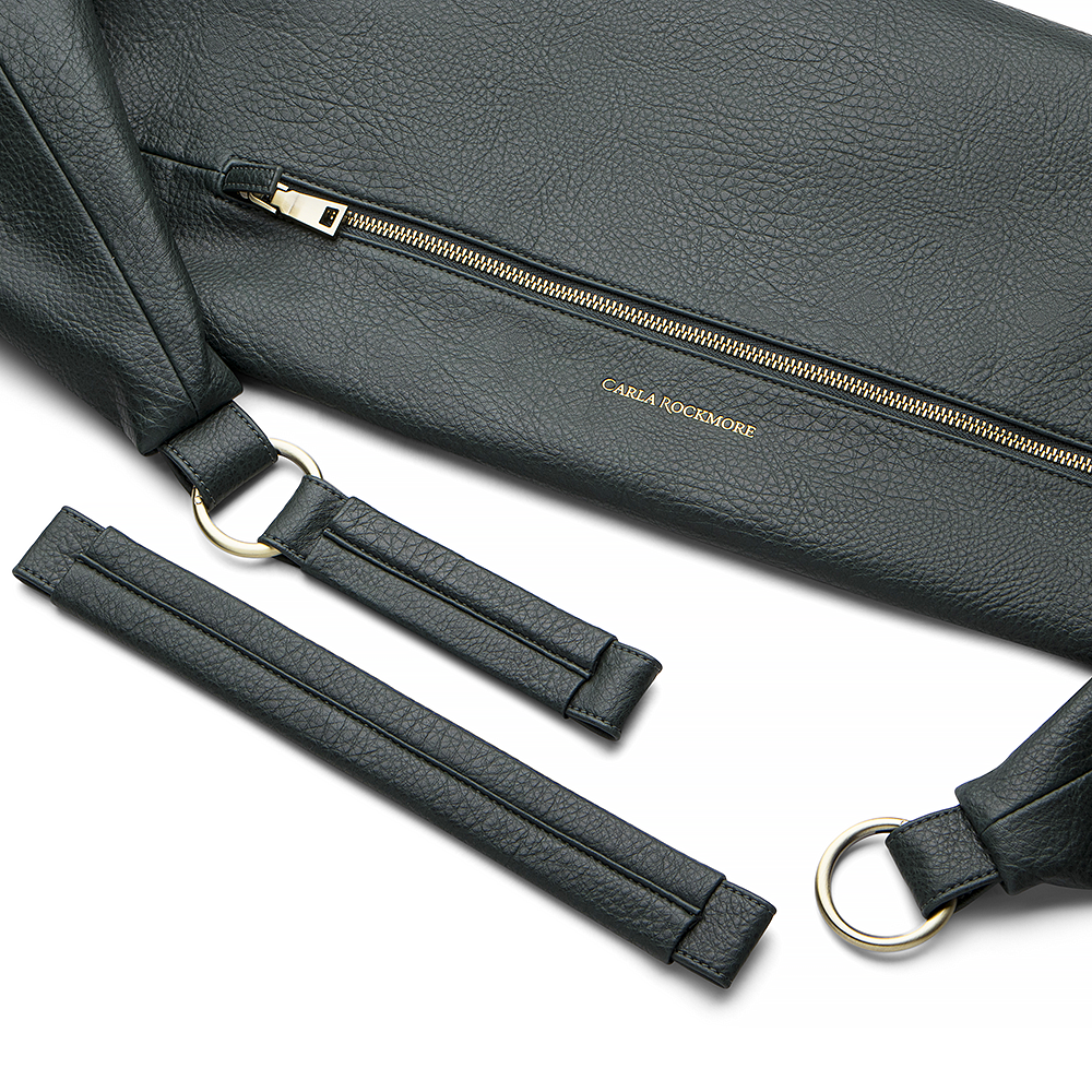 Sling Bag in Bottle Green detachable straps on a white background.
